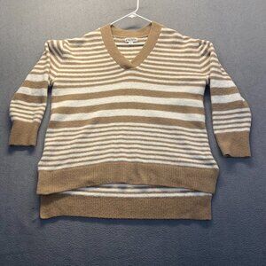 Ava & Viv Sweater Women's V-Neck Long Sleeve Brown/white Size XXL